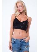 Schwarzes, paillettenbesetztes Crop-Top ZZ279 – Online-Shop – Boutique